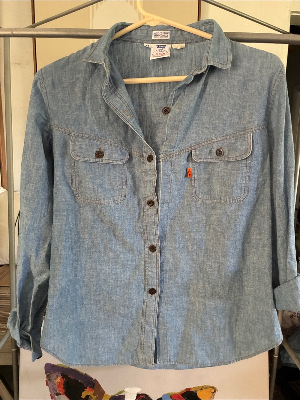 Vintage Levi's Light Denim Blue Chambray Button-Front Shirt